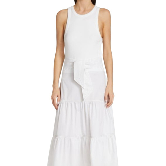 Veronica Beard Austyn White Belted Midi Dress Size Medium - Picture 3 of 10